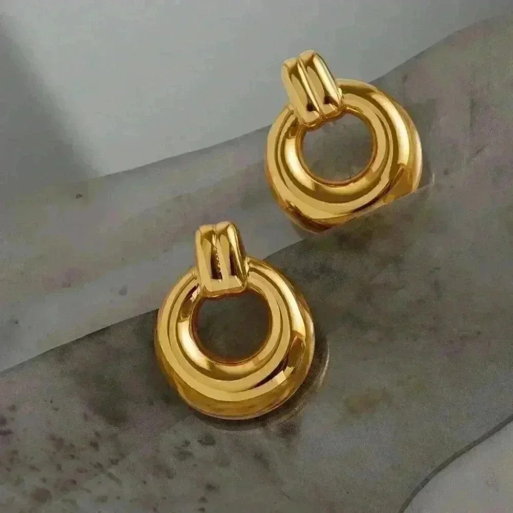 Women's Dainty 18K Gold Plated Stainless Steel Knot Statement Stud Earrings - Picture 5 of 7